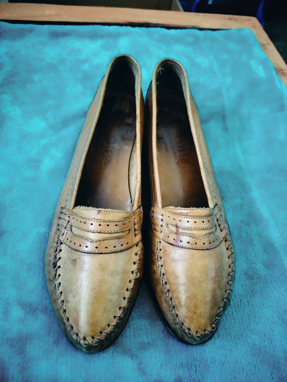 Vintage Eclisse Sidney Leather Loafers Made in Italy Penny Flats Tan 8.5 M